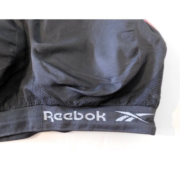 Reebok Sports Bra Racerback 2XL Gray Pink Trim Adjustable Straps Removable Pads - Picture 5 of 8
